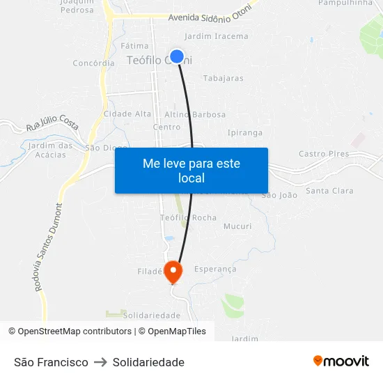 São Francisco to Solidariedade map