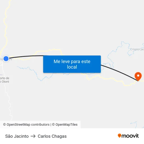 São Jacinto to Carlos Chagas map