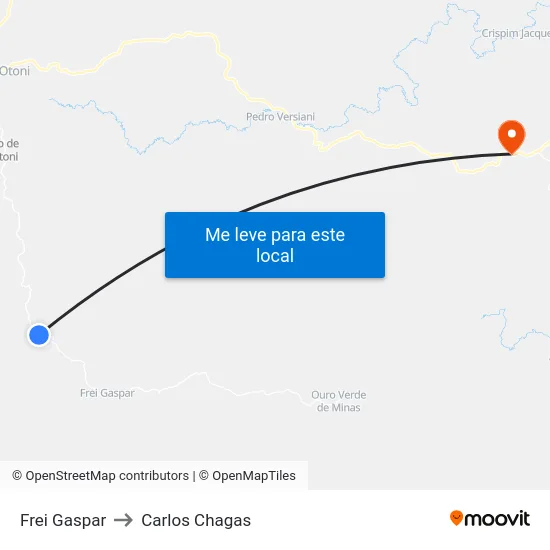 Frei Gaspar to Carlos Chagas map