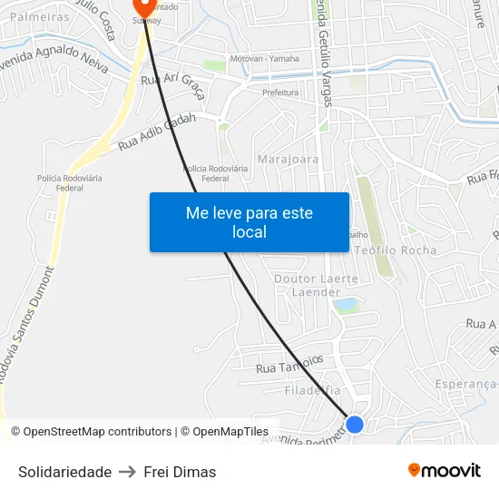 Solidariedade to Frei Dimas map