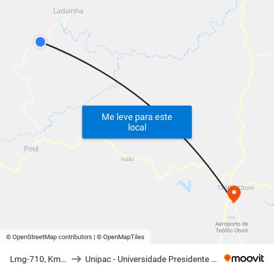 Lmg-710, Km 7,5 Sul to Unipac - Universidade Presidente Antônio Carlos map