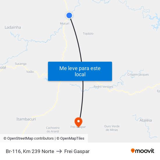 Br-116, Km 239 Norte to Frei Gaspar map