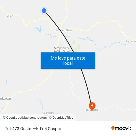 Tot-473 Oeste to Frei Gaspar map