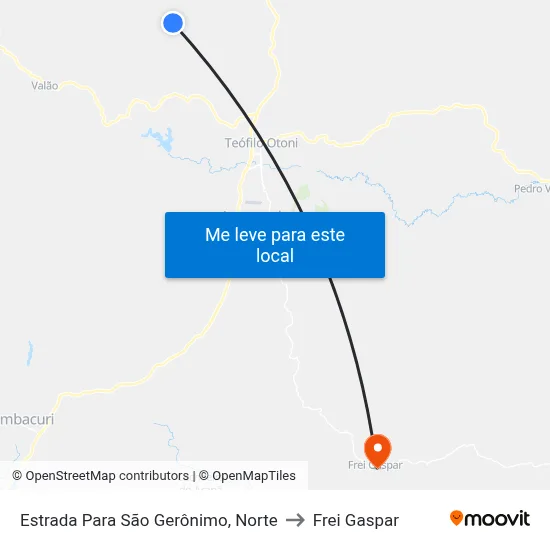 Estrada Para São Gerônimo, Norte to Frei Gaspar map