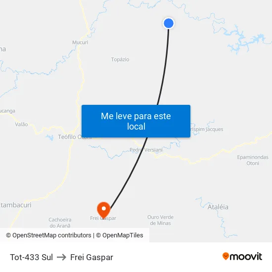 Tot-433 Sul to Frei Gaspar map