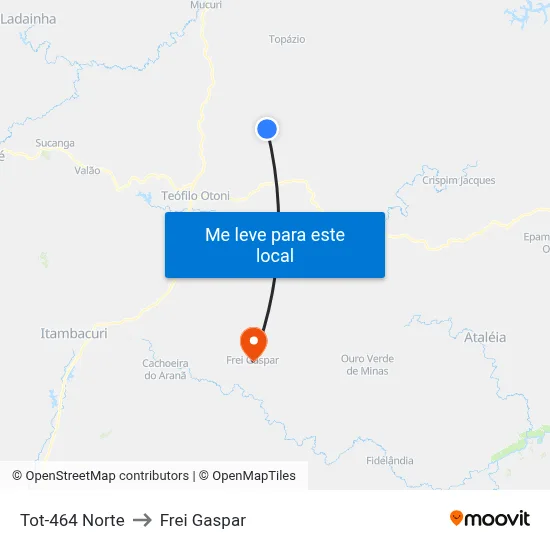 Tot-464 Norte to Frei Gaspar map