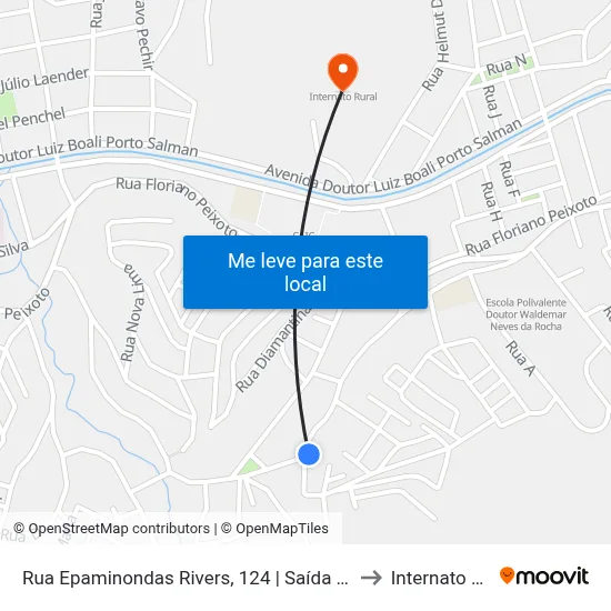 Rua Epaminondas Rivers, 124 | Saída Vila Vitória to Internato Rural map