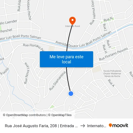 Rua José Augusto Faria, 208 | Entrada Bairro Belvedere to Internato Rural map