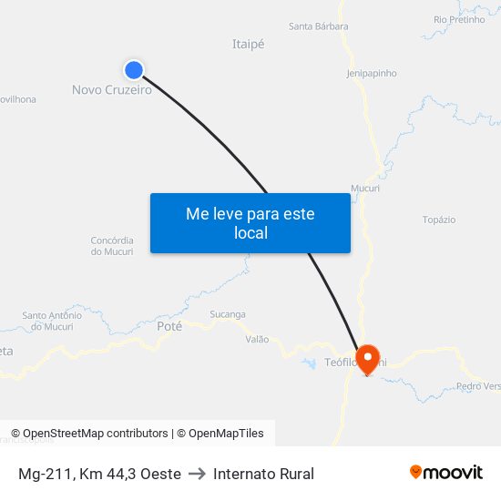 Mg-211, Km 44,3 Oeste to Internato Rural map