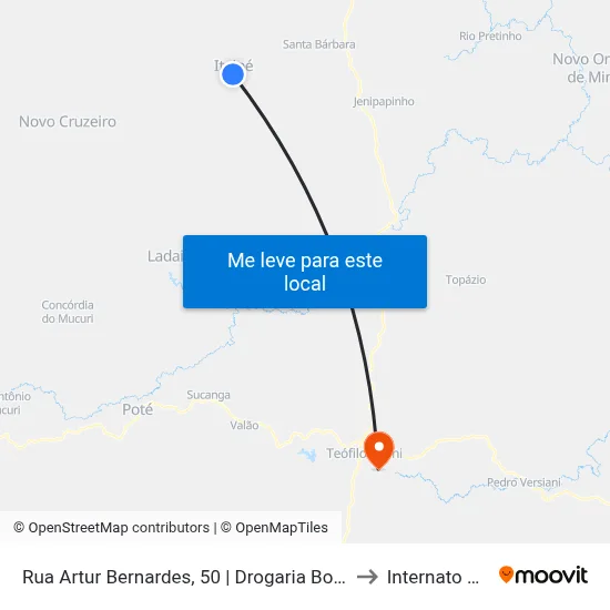 Rua Artur Bernardes, 50 | Drogaria Bom Pastor to Internato Rural map