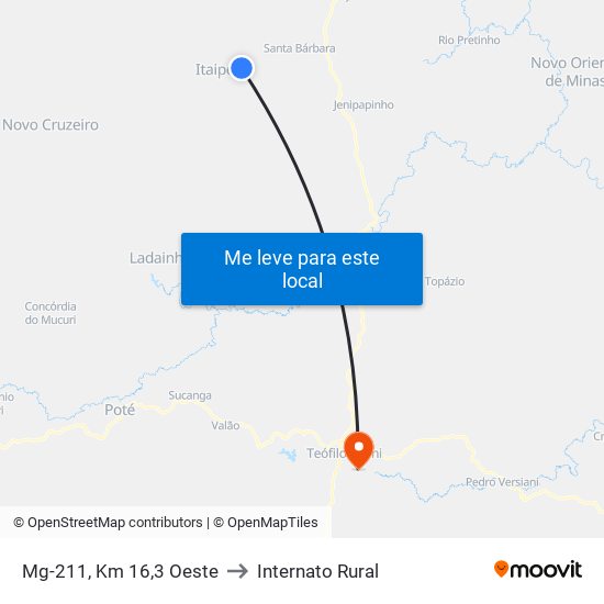 Mg-211, Km 16,3 Oeste to Internato Rural map