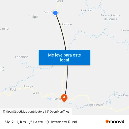 Mg-211, Km 1,2 Leste to Internato Rural map