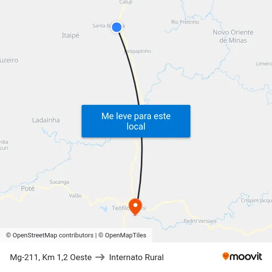 Mg-211, Km 1,2 Oeste to Internato Rural map