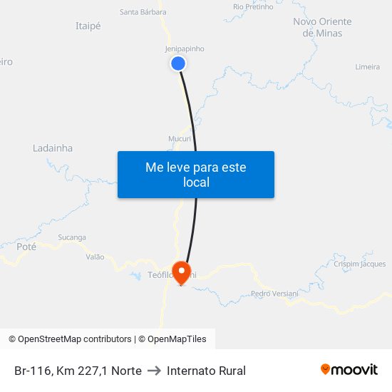 Br-116, Km 227,1 Norte to Internato Rural map