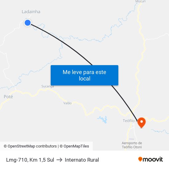Lmg-710, Km 1,5 Sul to Internato Rural map