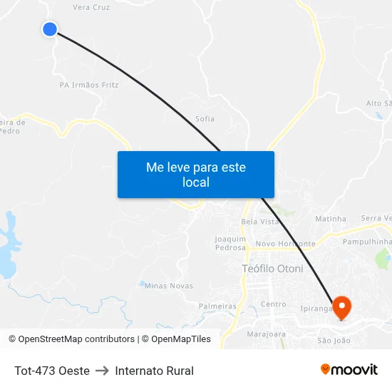 Tot-473 Oeste to Internato Rural map