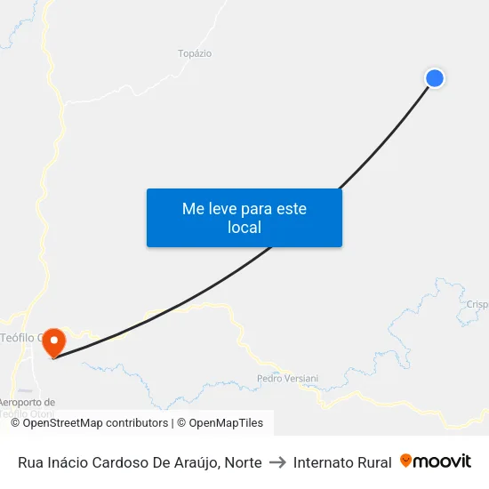 Rua Inácio Cardoso De Araújo, Norte to Internato Rural map