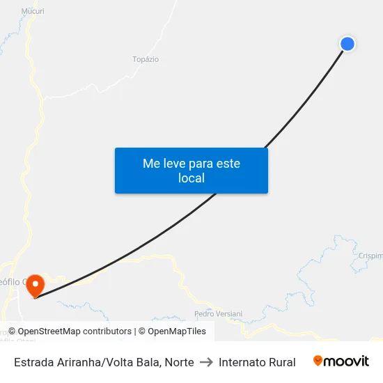 Estrada Ariranha/Volta Bala, Norte to Internato Rural map