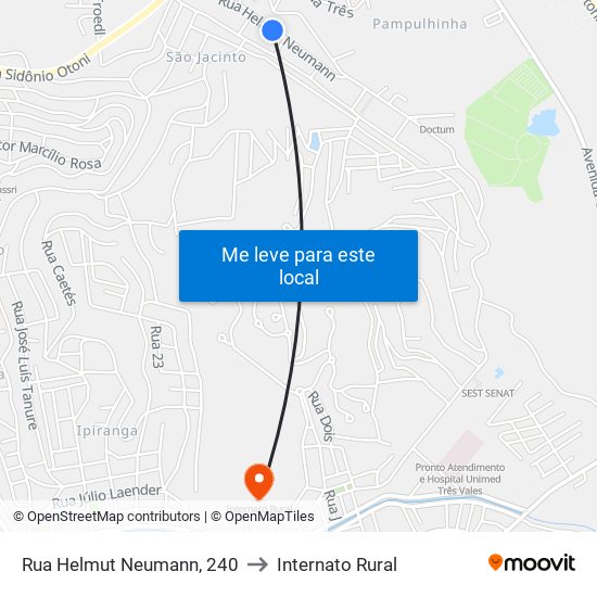 Rua Helmut Neumann, 240 to Internato Rural map