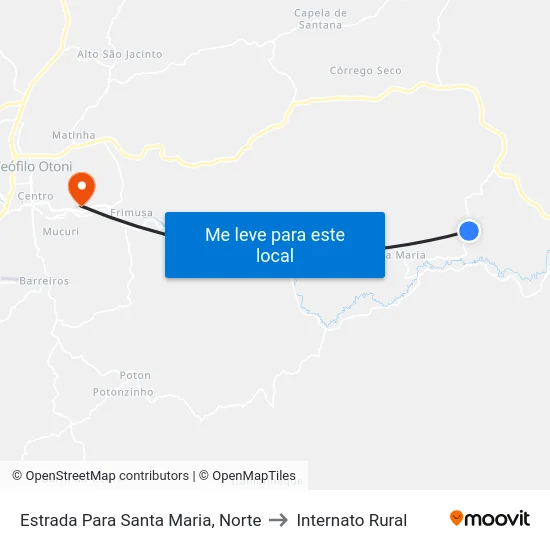 Estrada Para Santa Maria, Norte to Internato Rural map