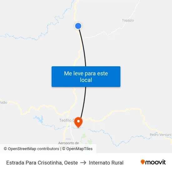Estrada Para Crisotinha, Oeste to Internato Rural map