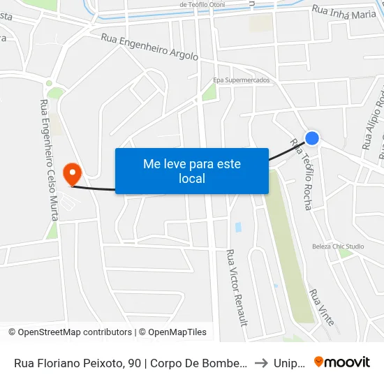 Rua Floriano Peixoto, 90 | Corpo De Bombeiros to Unipac map