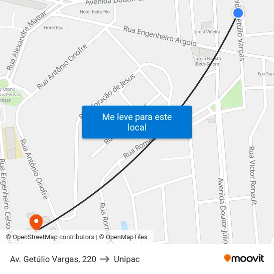 Av. Getúlio Vargas, 220 to Unipac map