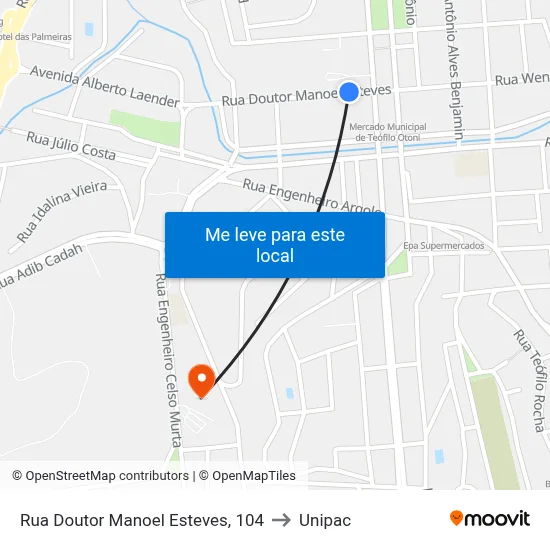 Rua Doutor Manoel Esteves, 104 to Unipac map