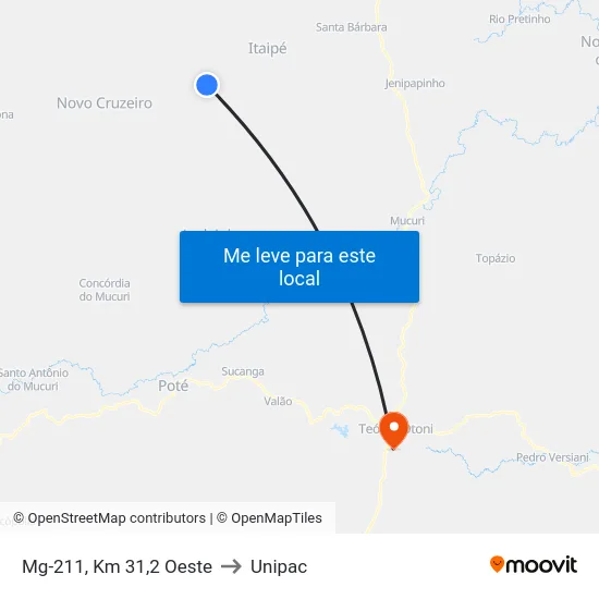 Mg-211, Km 31,2 Oeste to Unipac map