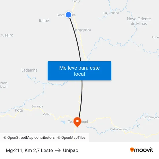 Mg-211, Km 2,7 Leste to Unipac map