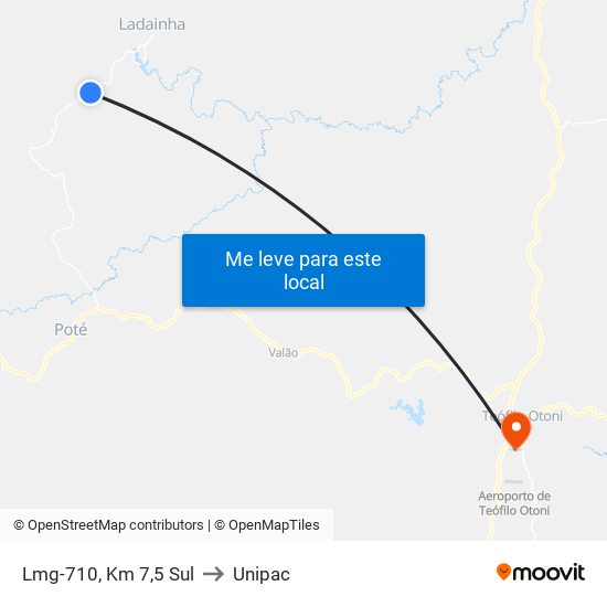 Lmg-710, Km 7,5 Sul to Unipac map