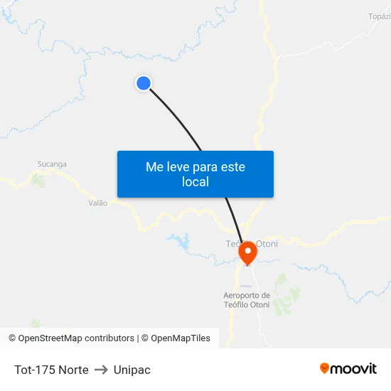 Tot-175 Norte to Unipac map