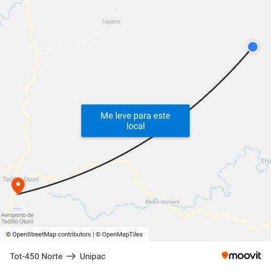 Tot-450 Norte to Unipac map