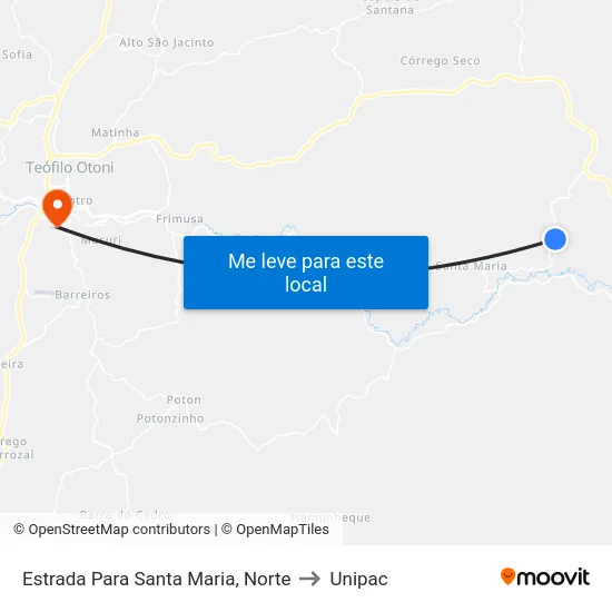 Estrada Para Santa Maria, Norte to Unipac map