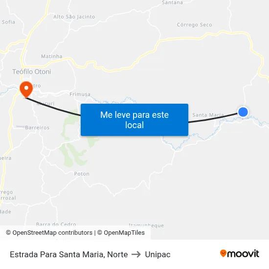 Estrada Para Santa Maria, Norte to Unipac map