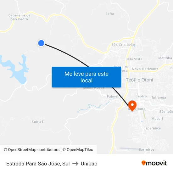 Estrada Para São José, Sul to Unipac map