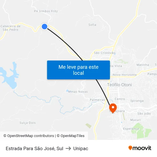 Estrada Para São José, Sul to Unipac map