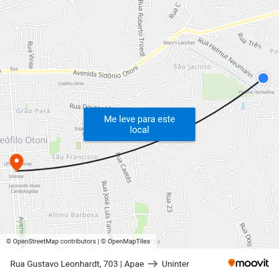 Rua Gustavo Leonhardt, 703 | Apae to Uninter map