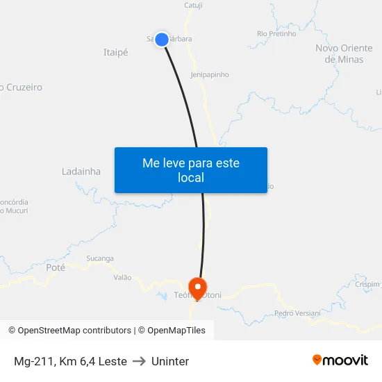 Mg-211, Km 6,4 Leste to Uninter map