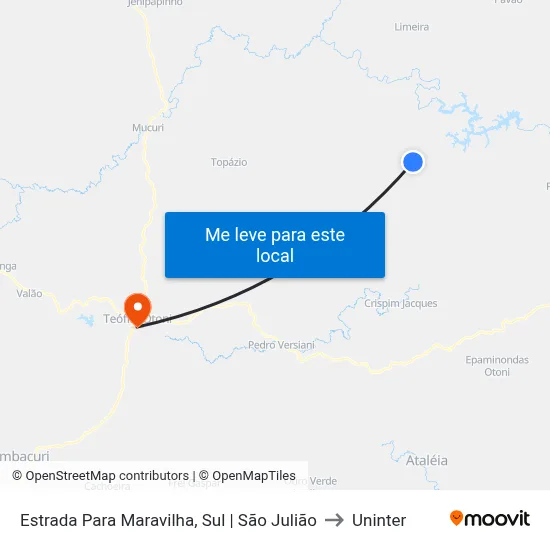 Estrada Para Maravilha, Sul | São Julião to Uninter map
