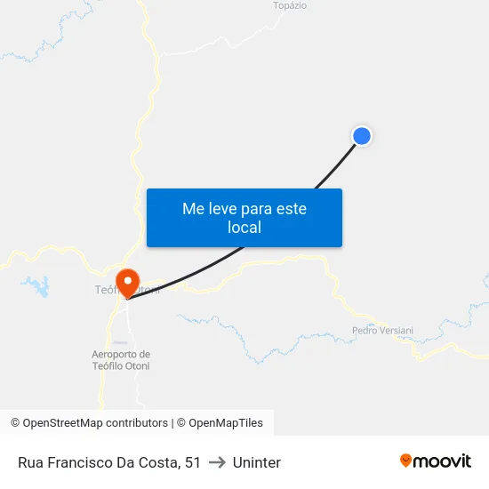Rua Francisco Da Costa, 51 to Uninter map