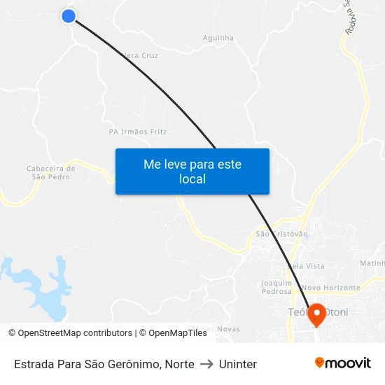 Estrada Para São Gerônimo, Norte to Uninter map