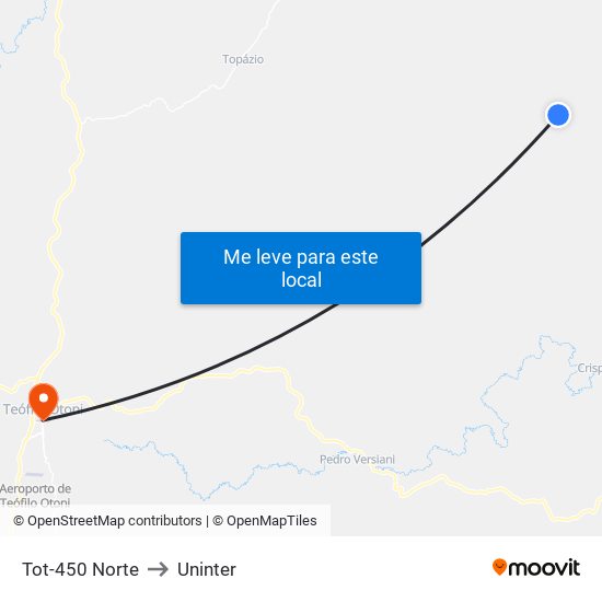 Tot-450 Norte to Uninter map