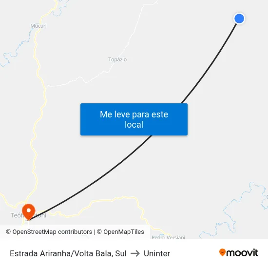 Estrada Ariranha/Volta Bala, Sul to Uninter map