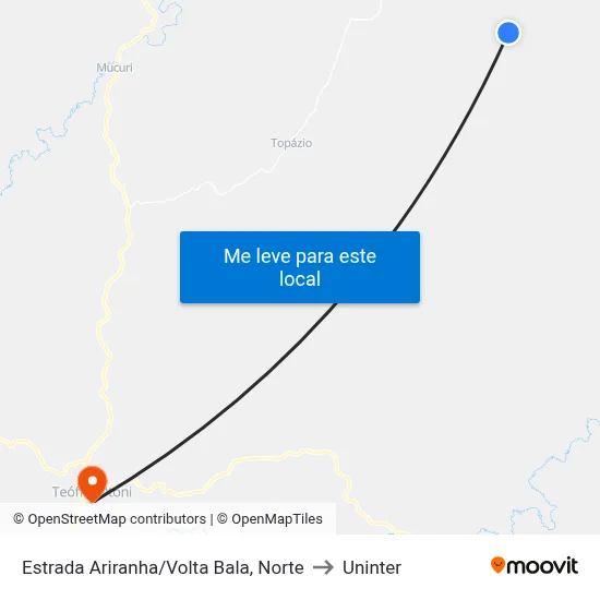 Estrada Ariranha/Volta Bala, Norte to Uninter map