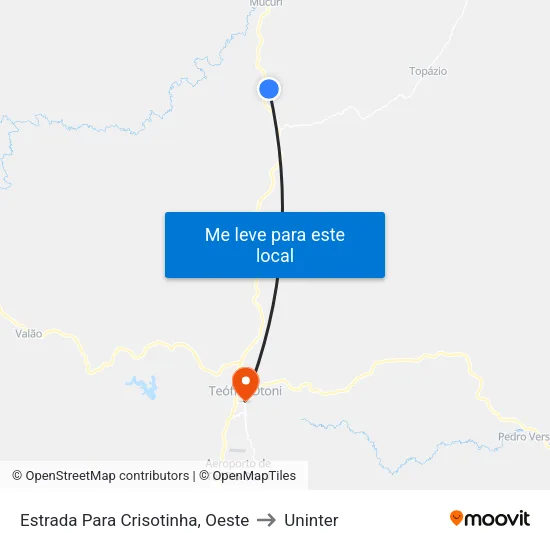 Estrada Para Crisotinha, Oeste to Uninter map
