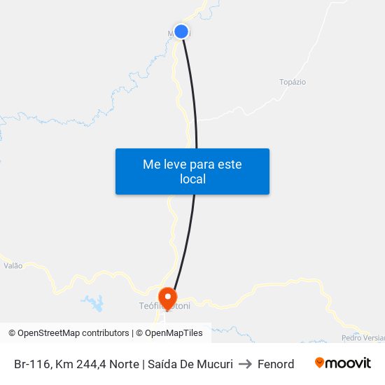 Br-116, Km 244,4 Norte | Saída De Mucuri to Fenord map