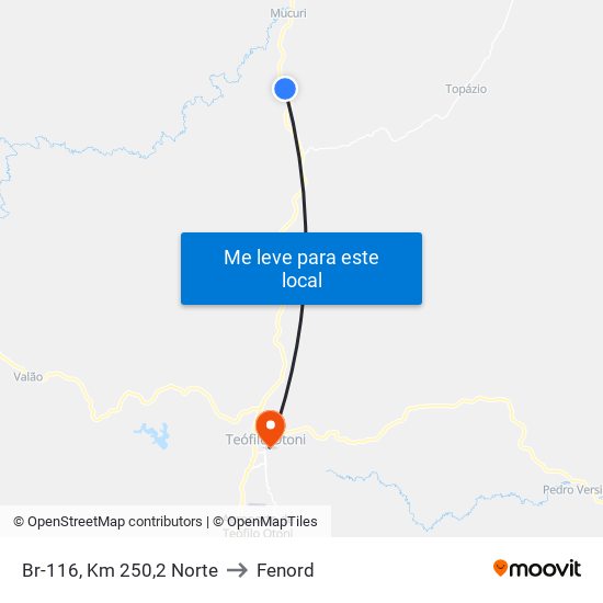 Br-116, Km 250,2 Norte to Fenord map