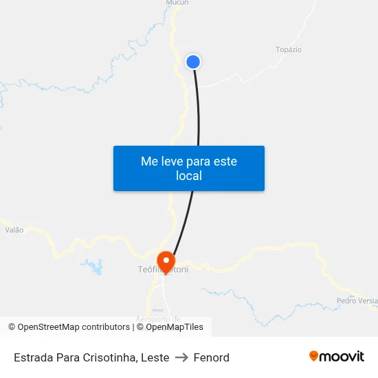Estrada Para Crisotinha, Leste to Fenord map