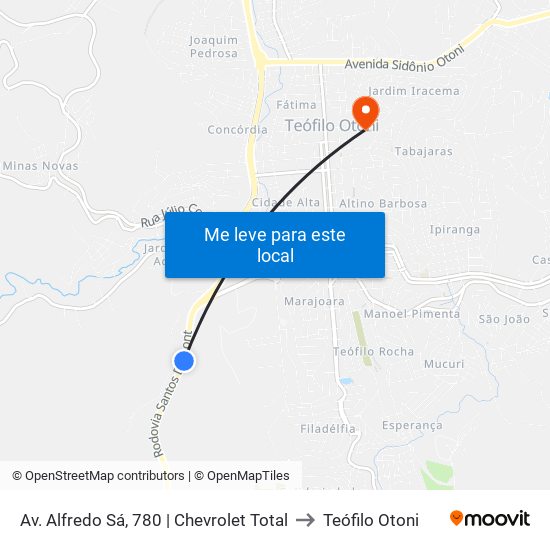 Av. Alfredo Sá, 780 | Chevrolet Total to Teófilo Otoni map